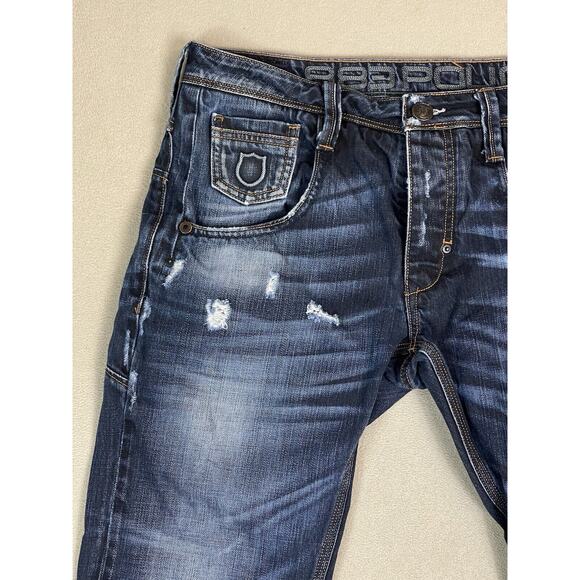 883 Police Jeans Mens 32 Blue‎ Black Motello Distressed Straight Leg Slim Fit - Picture 2 of 16